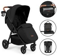 Ickle Bubba Stomp Stride Prime Stroller – from Birth to 22kg, Extra-Large Seat, Multi-Terrain Wheels, Raincover, Footwarmer, Cupholder, Buggy Organiser, Changing Rucksack & UPF 50+ Hood (Midnight)