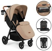 Ickle Bubba Stomp Stride Prime Stroller – from Birth to 22kg, Extra-Large Seat, Multi-Terrain Wheels, Raincover, Footwarmer, Cupholder, Buggy Organiser, Changing Rucksack & UPF 50+ Hood (Desert)