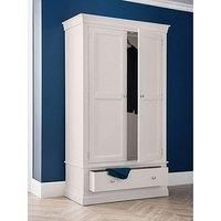 Julian Bowen Clermont 2 Door 1 Drawer Wardrobe Light Grey