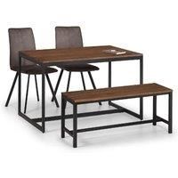 Julian Bowen Tribeca Walnut Table, Bench & 2 Monroe Chairs