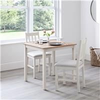 Julian Bowen Set Of Coxmoor White & Oak Square Table & 2 Chairs