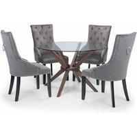 Julian Bowen Set Of Chelsea 120cm Table & 4 Veneto Chairs, Grey