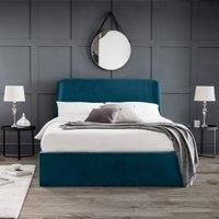 Frida Double 4ft6 Teal Velvet Curved Storage Ottoman Bed Retro Legs 2 Man Del