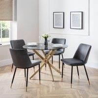 Julian Bowen Montero Round Dining Table And 4 Delaunay Grey Chairs Set