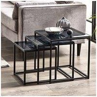 Julian Bowen Chicago Square Nest Of 3 Tables - Black