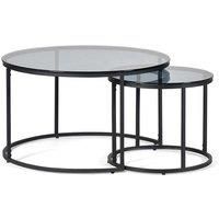 Julian Bowen Chicago Round Nesting Coffee Tables, Smoked Glass/Black, One Size