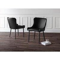 Julian Bowen Luxe Pair Of Faux Leather Dining Chairs - Black