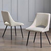 Julian Bowen Set of 2 Iris Boucle Dining Chairs-Ivory, 84 x 61 x 52