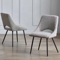 Julian Bowen Set of 2 Iris Boucle Dining Chairs-Grey, 84 x 61 x 52