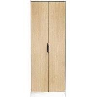 Julian Bowen Alba 2 Door Wardrobe-Soft Close, Rubberwood, White and Oak, One Size