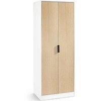 Julian Bowen Alba 2 Door Wardrobe-Soft Close, Rubberwood, White and Oak, One Size