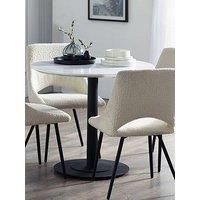 Julian Bowen Luca Round Table & 4 Iris Ivory Chairs
