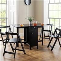 Julian Bowen Savoy Wood Veneer Dining Table & 4 Black Chairs