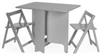Julian Bowen Gatan Small Gateleg Table With 2 Chairs-Light Grey, Wood, 70 x 80 x100