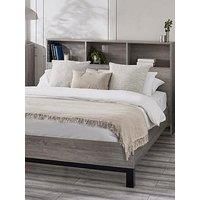Julian Bowen Bali Bookcase Headboard Bed 135Cm - Grey Oak