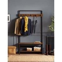 Julian Bowen Boston Hallway Stand with Bench, Wood, Mocha Elm and Black, 100 x 35cm