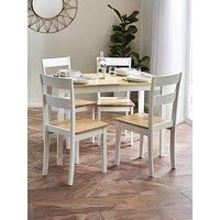 Julian Bowen Linwood Dining Table With Chair And Bench Options - White/Oak - Dining Table With 1 Bench & 2 Chairs