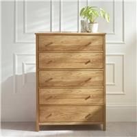 Julian Bowen Coxmoor 5 Drawer Wide Chest, Brown