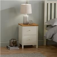Julian Bowen Coxmoor Bedside Table – 2 Drawer Wood Nightstand, Rustic Cream End Table for Bedroom and Living Room, 55x35cm – Ivory and Oak