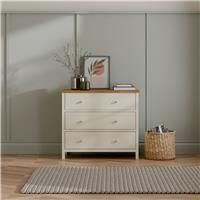 Julian Bowen Coxmoor 3 Drawer Chest - Ivory And Oak, Brown