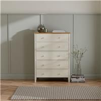 Julian Bowen Coxmoor 5 Drawer Wide Chest - Ivory And Oak, Brown