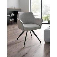 Julian Bowen Noah Dining Chair - Modern Upholstered Ivory Kitchen Chair with Curved Back, Padded Kitchen Seat with Backrest & Arms for Dining Room - H 79 x W 63.5cm
