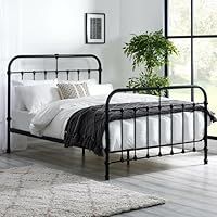 Julian Bowen Double Bed Frame - Satin Black Metal Bed Base with Slats and Headboard, Industrial Style 135cm 4ft 6in Bed, No Box Spring Needed, Underbed Storage - 120 x 145 x 200.5cm