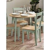 Julian Bowen Linwood Sage Green and Natural 55-90cm Round Drop Leaf Table