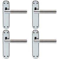 4x Round Bar Lever on Latch Backplate Door Handle 180 x 40mm Chrome & Nickel
