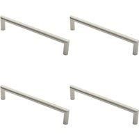 4x 19mm Mitred Pull Door Handle 300mm Fixing Centres Satin Stainless Steel