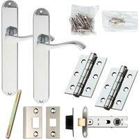 Door Handle & Latch Pack Chrome Victorian Scroll on Tall Backplate 241 x 40mm