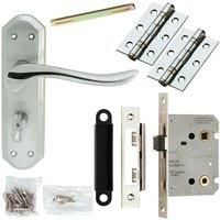 Door Handle & Bathroom Lock Pack Chrome Sculpted Victorian Thumb Turn Backplate