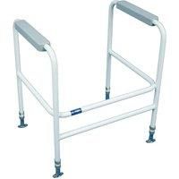Height Adjustable Floor Fixed Toilet Frame - 190kg Weight Limit - White and Grey