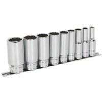 9 PACK - DEEP Whitworth Socket Set - 1/2" Imperial Square Drive 12 Point TORQUE