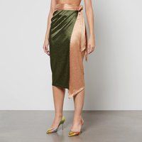 Never Fully Dressed Jaspre Satin Wrap Midi Skirt - L