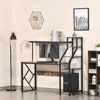 HOMCOM Desk with Shelves Home Office Study Table for Small Spaces