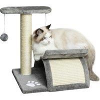 Pawhut Cat Tree Scratching Post Kitten Scratcher Kitty Activity Play Center Sisal Rotatable Top Bar Tunnel Dangling Ball Light Grey