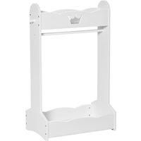 HOMCOM Kids White Wooden Crown Design Hanging Rack with Storage Shelf Clothing Or Hall Storage For 3 To 8 Years