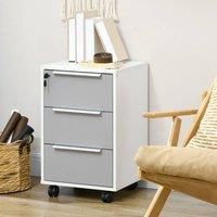 HOMCOM 3-Drawer Locking Filing Office Storage Cabinet w/ Wheels Organisation