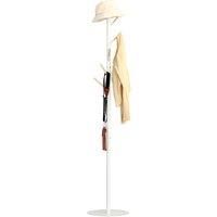 HOMCOM 174cm Free Standing Coat Rack Stand with 6 Hooks Clothes Tree Hat Display Hall Tree Hanger Hanging Organizer White