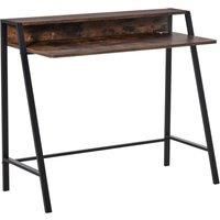 2-Tier Workstation Computer Laptop Desk Table with Storage Shelf Rustic Brown