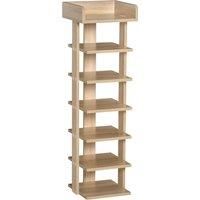 HOMCOM 7 Tier Shoe Rack Organizer Storage Shelf Wooden Display Cabinet for Entryway Living Room Bedroom Oak