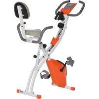 HOMCOM 2-in-1 Upright Exercise Bike Stationary Foldable Magnetic Recumbent Cycling with Arm Resistance Bands Orange