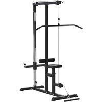 HOMCOM Adjustable Pulldown Machine, Dip Station Standï¼ŒWeighted Ab Crunches Workout Abdominal Exercise For Home Gym Tower Body Building