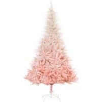 HOMCOM 6ft Christmas Decorations Realistic Design Faux Christmas Tree w/ Metal Stand and Quick Setup - Pink