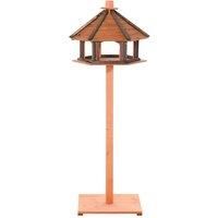PawHut Wooden Bird Feeder Bird Table Bird House Playstand with Roof 130cm for Outside Use Brown