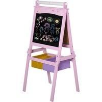 HOMCOM Kids Wooden Art Easel with Paper Roll Double-Sided Chalkboard