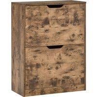 2 Drawer Shoe Cabinet Industrial Shoe Cupboard with Flip Doors Rustic Brown