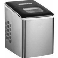 HOMCOM Ice Maker Machine, Counter Top Ice Cube Maker for Home, 9 Ice Cubes per 8 Minutes, 1.8L with Self Cleaning Function, Scoop and Basket Stainless Steel No Plumbing Required Black