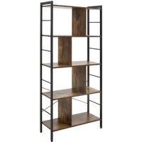 HOMCOM Industrial Storage Shelf Bookcase Closet Floor Standing Display Rack with 5 Tiers, Metal Frame for Living Room & Study, Rustic Brown
